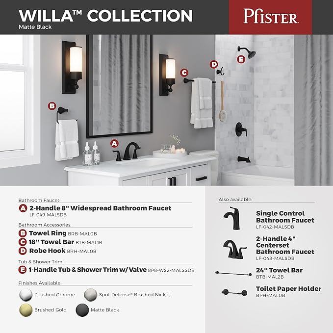 Pfister Willa Bath Towel Bar for Bathroom, 18-Inch, Wall-Mounted, Screw-in, Brushed Gold Finish, BTBWLL1BG