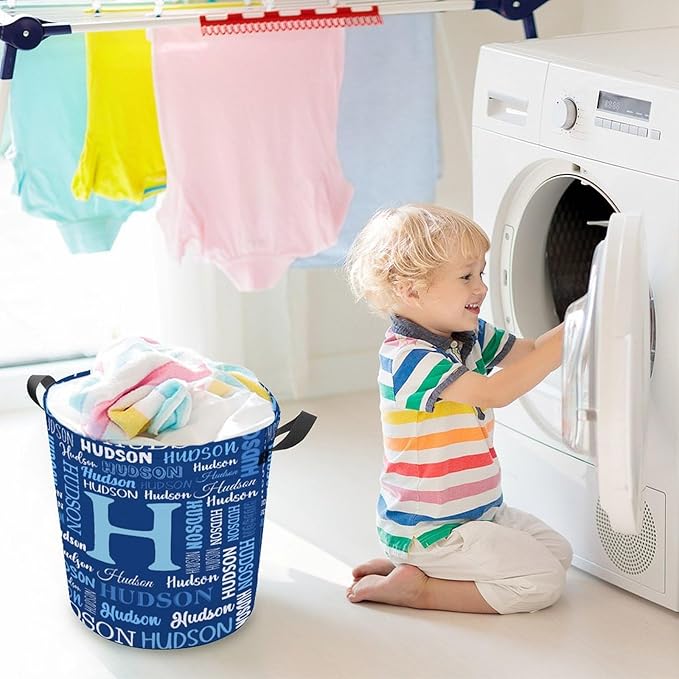 Personalized Laundry Baskets with Name,Custom Laundry Hamper for Kids Baby Adults,Collapsible Clothes Storage Organizer,One Size