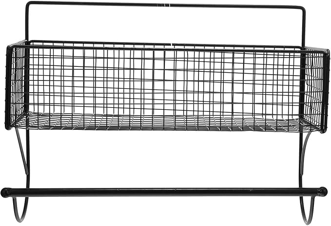 VICASKY Bathroom Hanging Rack Wall-Mounted Iron Storage Shelf with Rod, Punch-Free Bathroom Shelving Organizer for Toiletries and Kitchen Storage