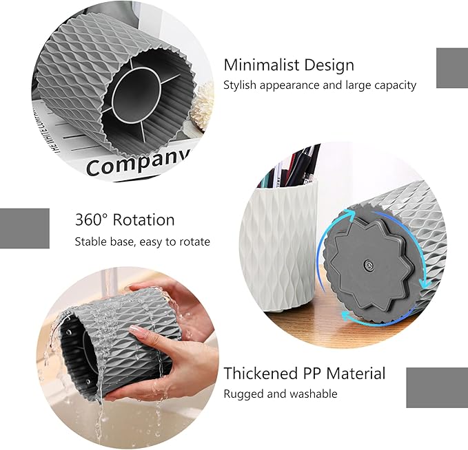 Makeup Brush Holder 360° Rotating Makeup Organizer 5 Slot Makeup Brushes Cup Pen Holder for Vanity Decor, Desk Storage Container, Bathroom Countertops,Large Capacity Cosmetic Display
