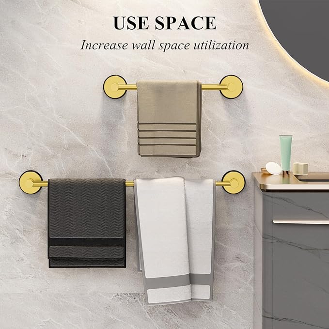 Towel Bar for Bathroom Wall,Adjustable 12~21 Inch Towel Racks for Bathroom Wall Mounted, Towel Holder for Glass Shower Door,Apparment Essentials,Home Decor-Gold(2pcs)