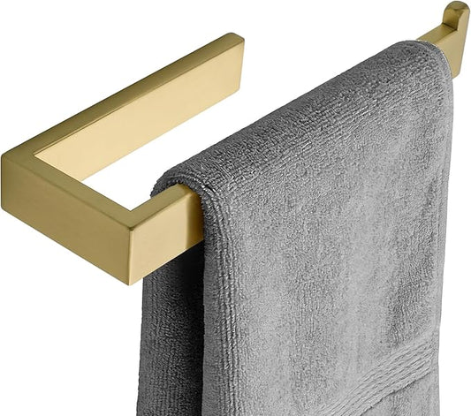 Sayayo Brushed Gold Towel Ring for Bathroom, 10 Inch Hand Towel Bar Towel Rack Towel Holder Wall Mounted Square, SUS304 Stainless Steel