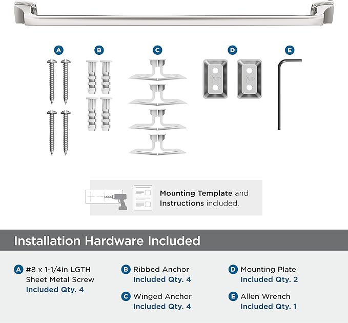 Amerock Revitalize Polished Nickel 24 inch (610mm) Towel Bar, BH36034PN
