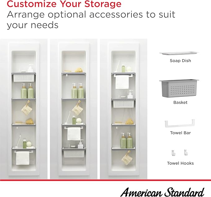 American Standard 7194000.020 Aspirations Shelving 5-Piece Accessories Kit, White