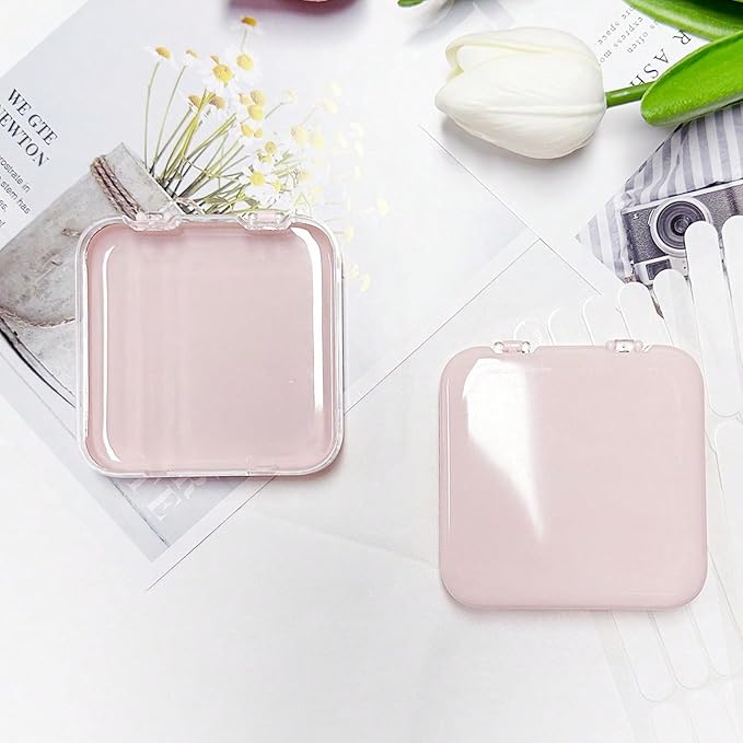 12pcs Press on Nail Storage Box with 60 Pcs Adhesive Tape Acrylic Nail Display Box Artificial False Nail Box Organizer Fake Nail Case Transparent Nail Packaging Boxes (12pcs Pink Nail Box)