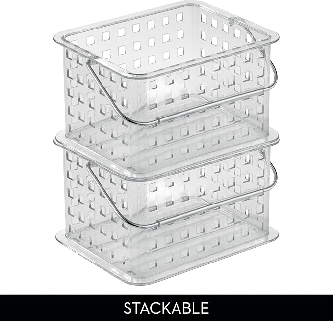 iDesign Small Clear Shower Caddy with Handle, Portable Shower Organizer for Dorm or Bathroom
