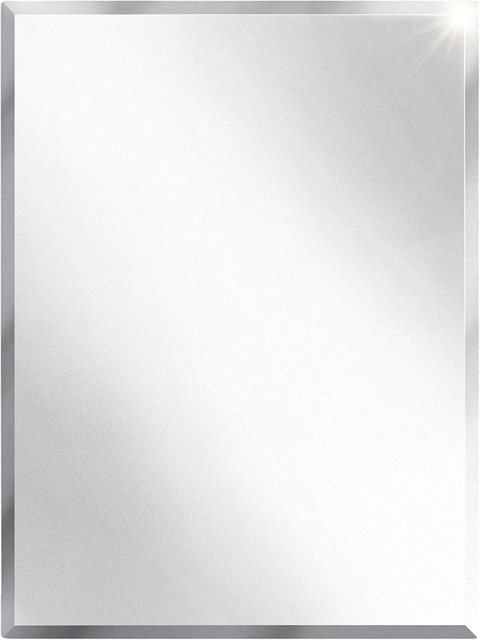 RecPro RV Bathroom Medicine Cabinet | 16” W x 22” H | Two Shelves | Frameless Polished Edge Mirror | Made in USA | White