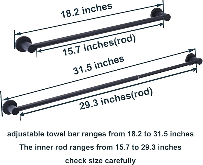 18-31.5 Inches Adjustable Magnetic Towel Bar Holder for Refrigerator, Magnet Flip Calendar Chart Rod for Whiteboard, Black