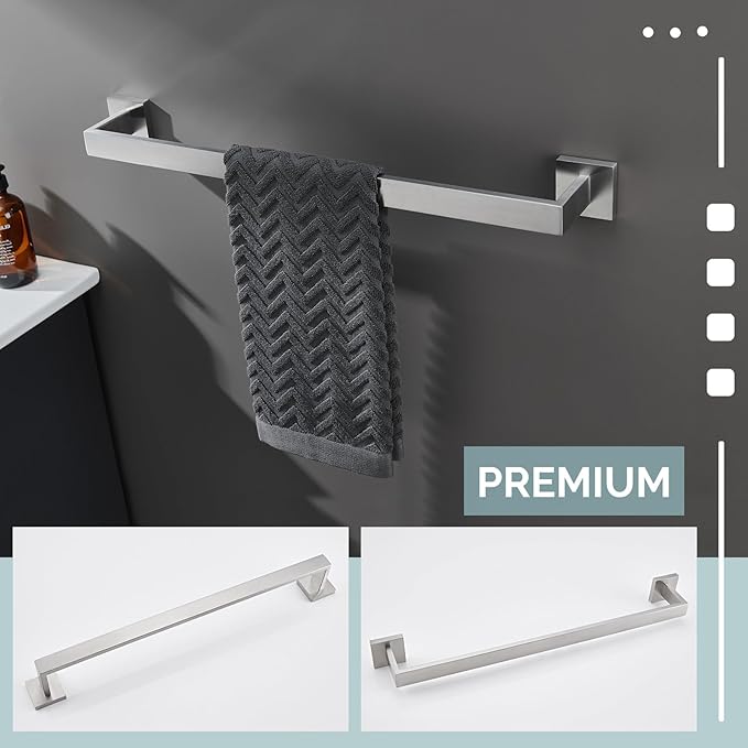 Bath Towel Bar 23.74", Angle Simple SUS304 Stainless Steel Bathroom Towel Holder, Shower Towel Rod, Single Towel Hanger Bar, Clothing Towel Rack for Wall, Brushed Nickel