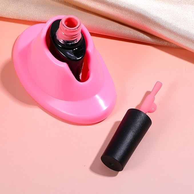 2 Pieces Soft Rubber Nail Polish Bottle Holder Spill-proof Storage Rack Display Stand Durable for Nail Salon Foot and Hand Care Display Art Tools (Pink)