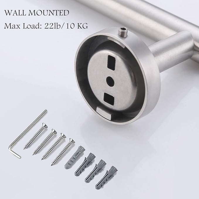 SEIDO Hand Towel Holder with 9.6" Hanging Length, 304 Stainless Steel Towel Bar for Bathroom Wall, One-Piece Bathroom Towel Rod for Without Assembly, 12 Inch, Brushed Nickel