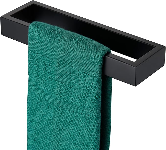 KOKOSIRI Towel Ring Matte Black Hand Towel Bar Holder 9-Inch Kitchen Rack Stainless Steel for Bathroom Hardware Wall Mounted, 1 Pack B4008BK-L9