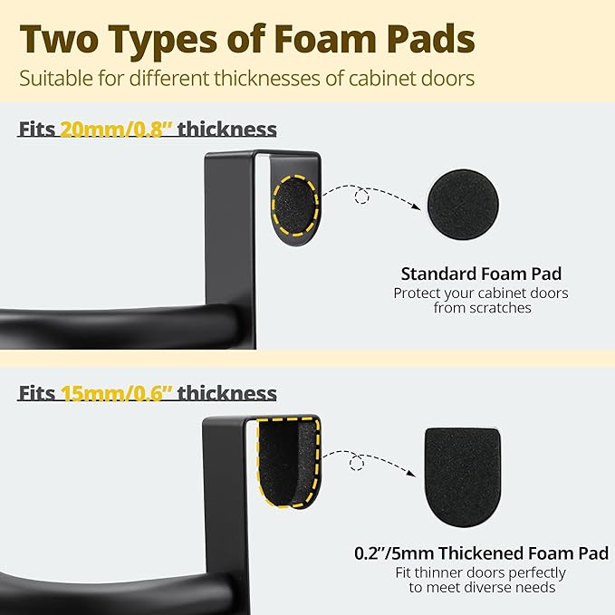 SAYAYO Over Cabinet Towel Bar Black, 10 Inch Kitchen Towel Holder with 2 Hooks, Over The Cupboard Door Dish Towel Rack, 2 Pcs (11.5 Inch Total Length)