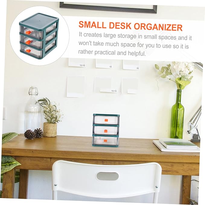 BESPORTBLE 1pc Desktop Organizer Mini Cosmetic Storage Box Gem Green Versatile Pp Sundries Holder for Office Bedroom and Bathroom