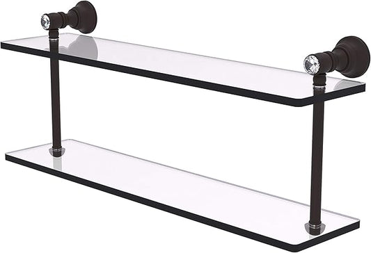 Allied Brass CC-2-22 Carolina Crystal Collection 22 Inch Two Tiered Glass Shelf, Oil Rubbed Bronze