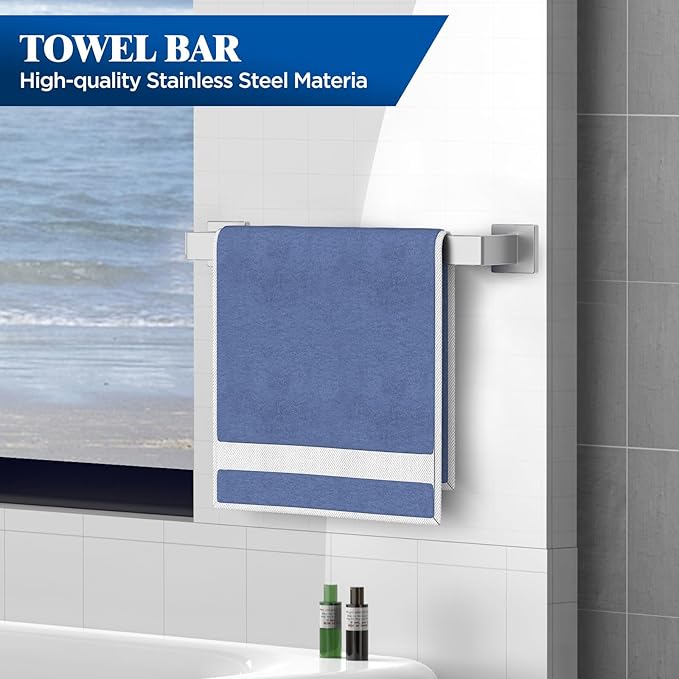 7-Pieces Brushed Nickel Bathroom Hardware Accessories Set, SUS304 Stainless Steel, 16 Inch Bath Towel Bar Set, Towel Holder, Towel Racks for Bathroom Wall Mounted