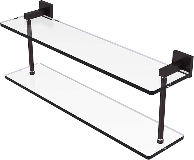Allied Brass MT-2-22 Montero Collection 22 Inch Two Tiered Glass Shelf, Antique Bronze