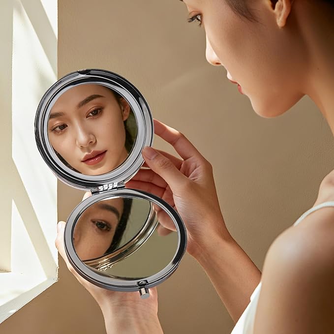 AKTAP Fairy Tale Gifts Princess Fans Compact Mirror I Will Sit with You in The Dark Makeup Mirror for Women (A Princess Black Mirror)