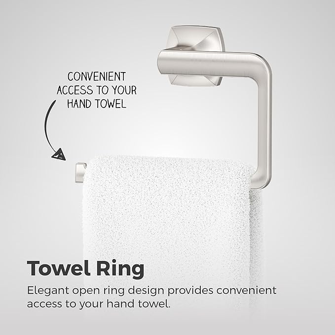 Pfister Vaneri Towel Ring, Hand Towel Holder for Bathroom, Wall-Mounted, Screw-In, Spot Defense Brushed Nickel Finish, BRBVRI0GS