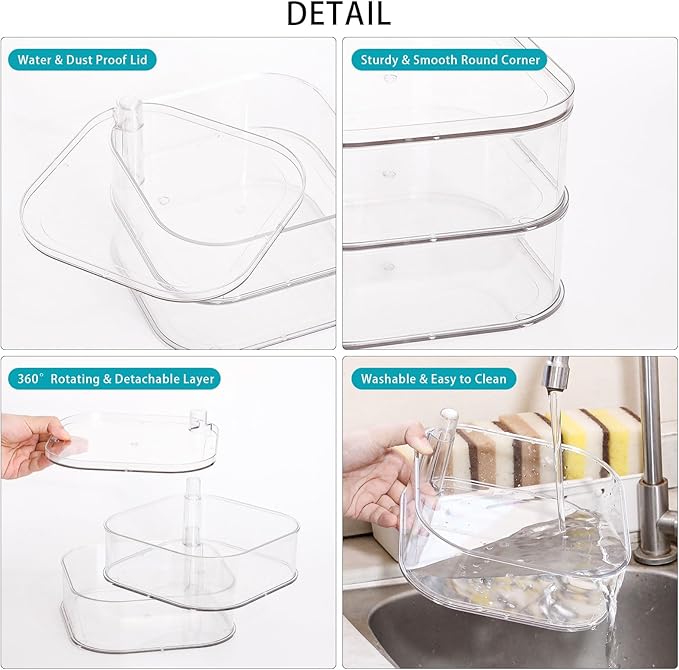FABROK 3-Layer Hair Ties Organizer for Girls, Large Hair Accessories Storage Box for Clips, Scrunchies, Headbands, Rotating Bathroom and Vanity Container for Makeup Tools, Jewelry