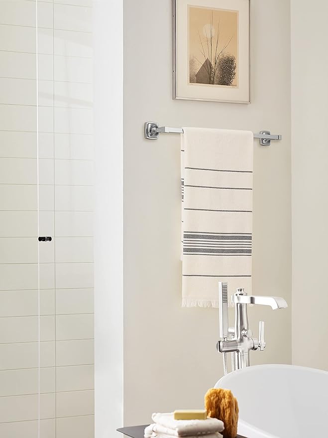 Amerock BH3609426 | Chrome Towel Bar | 24 in (610 mm) Towel Rack | Stature | Bathroom Towel Holder | Bathroom Hardware | Bath Accessories