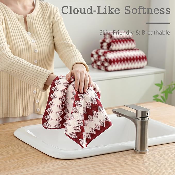 8 Piece Bathroom Towel Set |2 Oversized Bath Towels,2 Hand Towels,4 Washcloths| 600GSM Soft Hotel Towel Set Large Bath Sheet for Bathroom,Highly Absorbent Quick Dry Bath Towel Collections,Burgundy