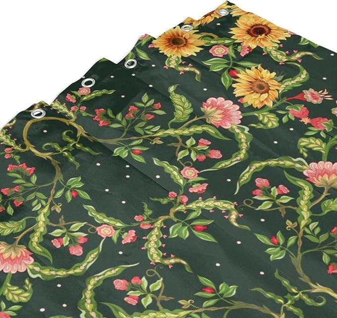Modern Abstract William Morris Art Shower Curtain,Fantasy Galaxy Boho Floral Sunflower Bath Curtain 84L x72W Washable Cloth Fabric Bathroom Decor Set with Hooks