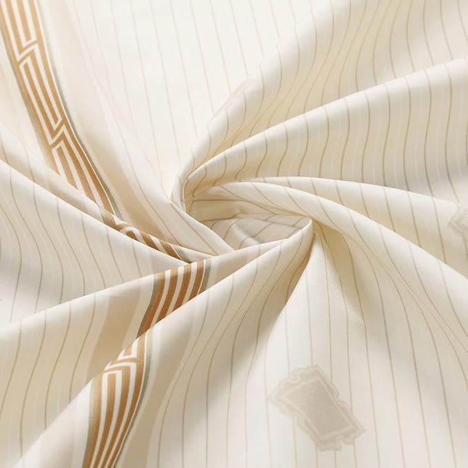 Seville Farmhouse Tan Polyester Stripes Printed Modern Shower Curtain,Decorative Yellow Waterproof Fabric Bathroom Curtains,72" W x 72" L