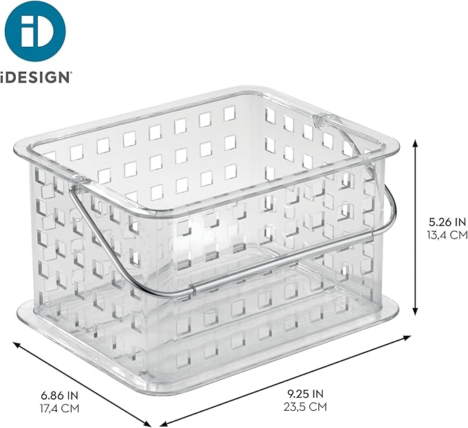iDesign Small Clear Shower Caddy with Handle, Portable Shower Organizer for Dorm or Bathroom
