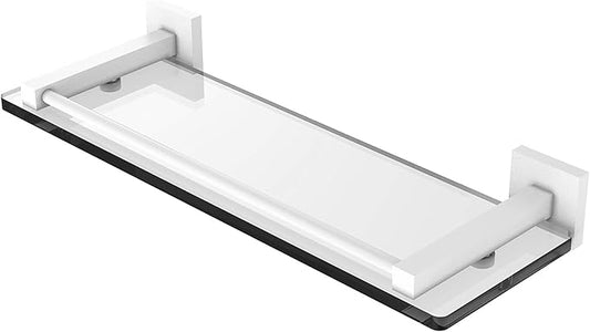Allied Brass MT-1-16-GAL Montero Collection 16 Inch Gallery Rail Glass Shelf, Matte White