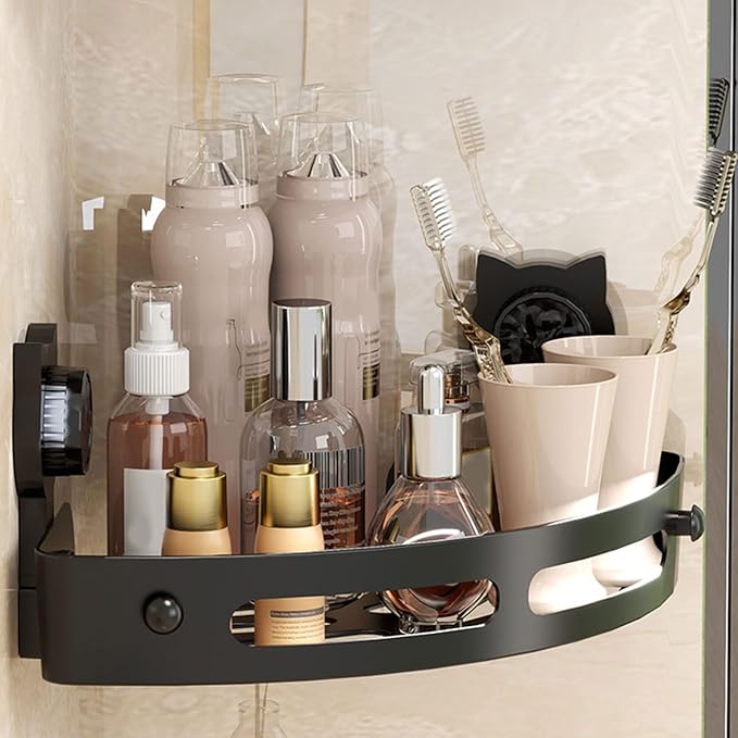 Space Saving Wall Mount Triangular Organiser Suction Cup Storage Rack Bathroom Storage Shelf for Toiletries Cosmetics Trilateral Shelf