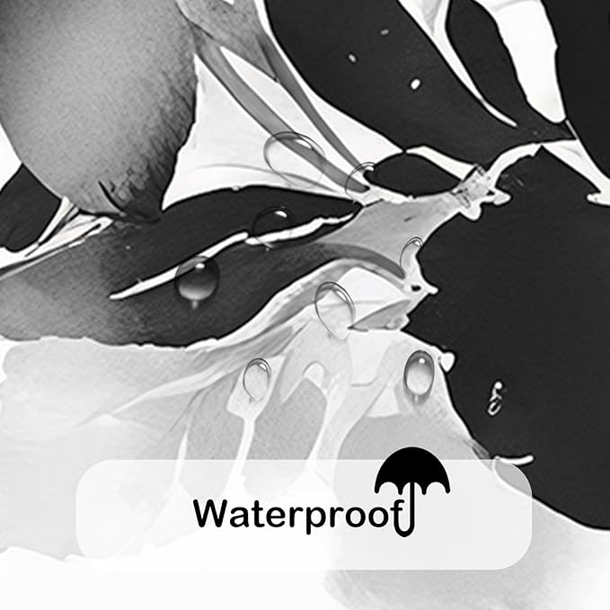 Floral Shower Curtain, Black Watercolor Flower Shower Curtains for Bathroom, Modern Minimalist Waterproof Fabric Bath Decoration 72x72 Inch