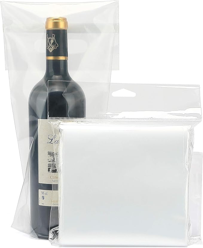 50 pack - Wine to go doggy Bag Carryout Adhesive Seal Tamper Proof Travel Bags for Restaurants, Bars, and Dinner Parties