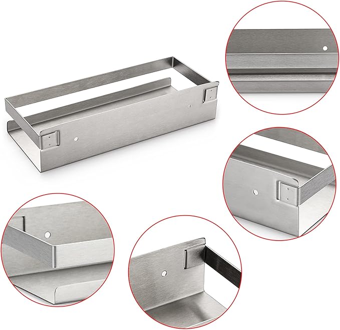 OwnMy 10 Inch Bathroom Shower Shelf Stainless Steel Bath Kitchen Basket Shower Caddy Rack, Rust Proof Metal Bathroom Storage Floating Shelves Wall Mounted Shower Corner Rectangular Shelf (Silver)