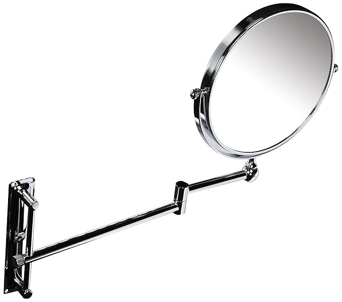 Danielle Creations 8-Inch Double-Sided Wall Mounted Adjustable Height Makeup Mirror, 10x Magnification