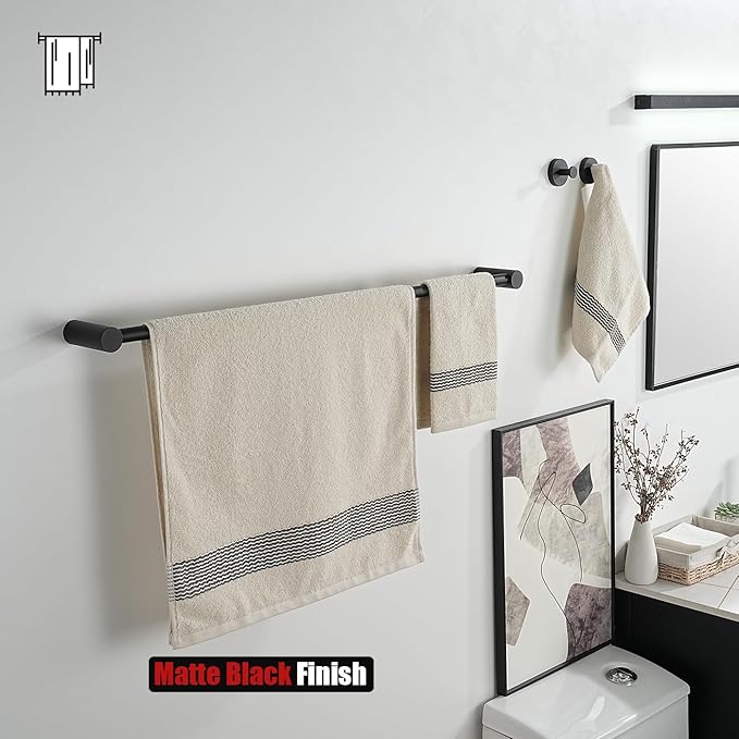 JQK Bath Towel Bar Black, 32.5 Inch 304 Stainless Steel Thicken 0.8mm 2 Pieces Towel Rack Bathroom Wall Mount, Useable Length 30 Inch, TB610L30-PB