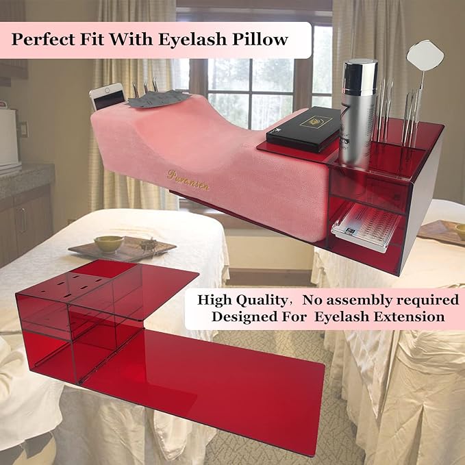 Lash Pillow Shelf Organizer - Eyelash Extension Pillow Shelf Stand - Acrylic Pillow Shelf for Lash Tech Supplies，Lash Extension Supplies Display Cabinet Shelves Suitable for Left and Right Hands