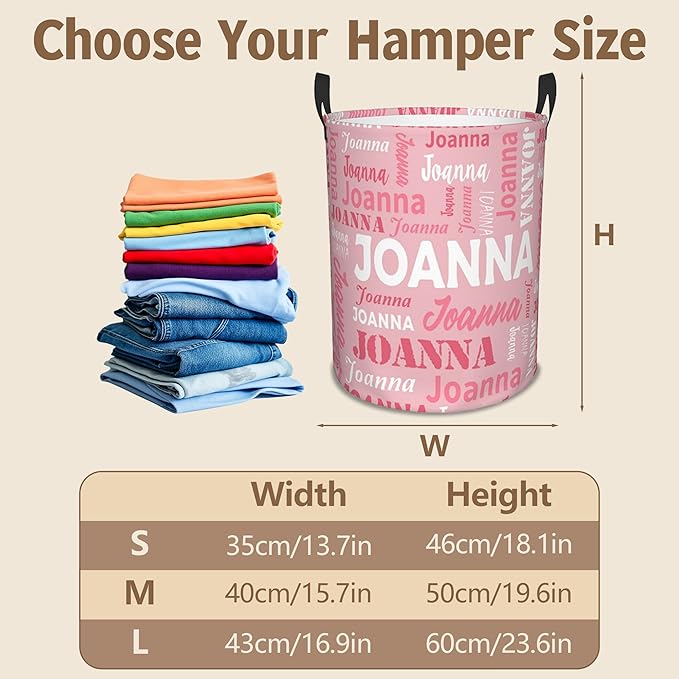 Custom Name Laundry Basket, Personalized Collapsible Laundry Hamper with Name for Bathroom Bedrooms, Customized Dirty Clothes Hamper Storage Basket Gifts for Kids Boys Girls Baby Men Women