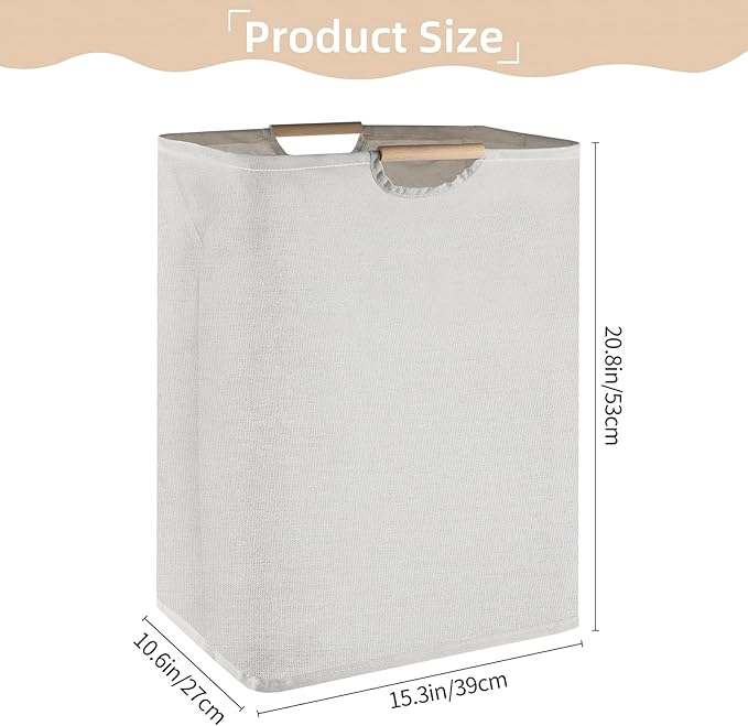 60L Large Laundry Hampers with Handles, Foldable Laundry Hamper for Clothes, laundry basket, dirty clothes basket for Bedroom, Bathroom, Dorm, Laundry Room - 15.3"L x 10.6"W x 20.8"H (Grey)
