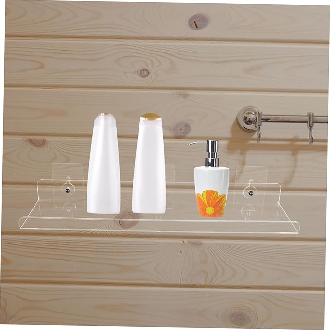 FRCOLOR Acrylic Floating Bathroom Shelves No Drill Wall Storage Rack Space Saving Corner Organizer