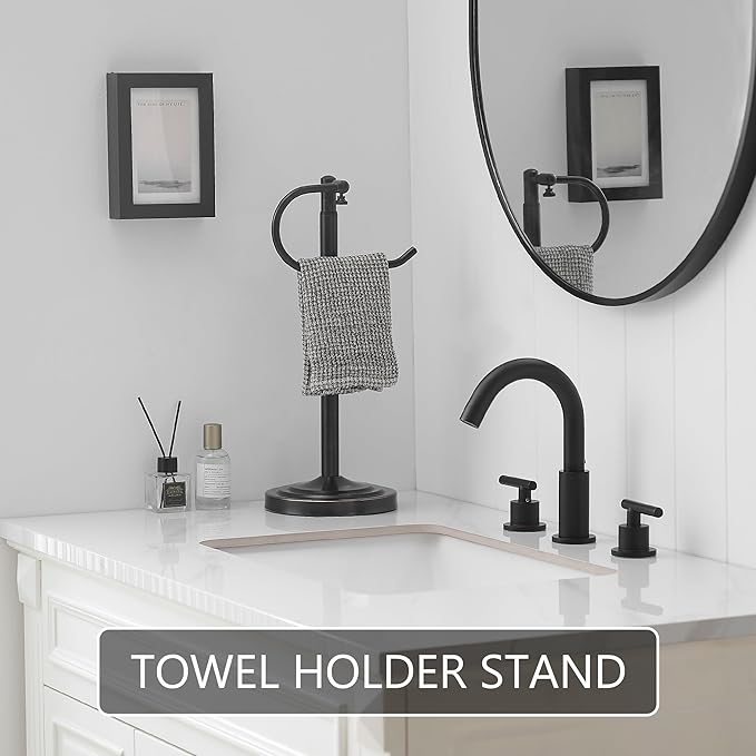 RFOUO Hand Towel Holder Stand,Standing Towel Racks for Bathroom,Hand Towel Holder for Bathroom Kitchen Vanity Countertops,Stainless Steel Adjustable Towel Bar 16.5-26 Inch(Oil Rubbed Bronze)