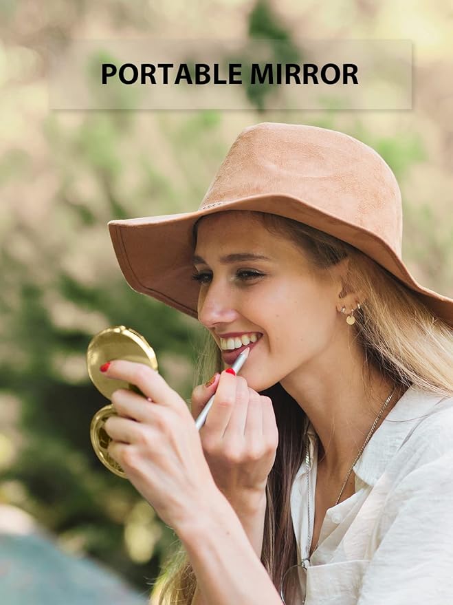 Compact Mirror Bulk, Pack of 12 Double-Sided 1X/2X Magnifying Metal Makeup Mirrors(Round, Gold)