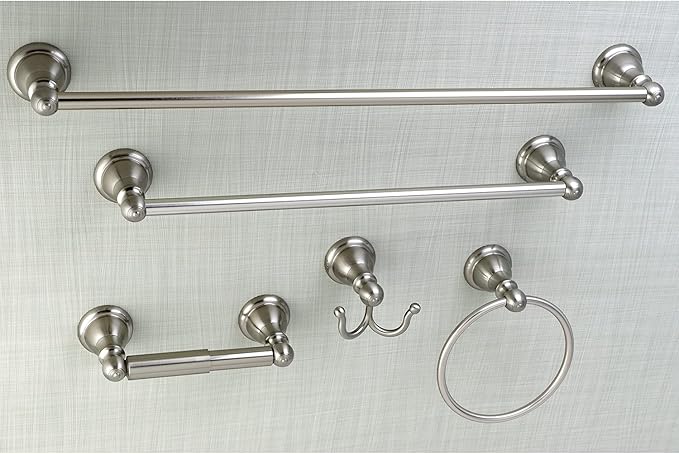 Kingston Brass BAHK5112478SN Santa Fe 5-Piece 18-Inch and 24-Inch Towel Bars Bathroom Accessory Set in Brushed Nickel