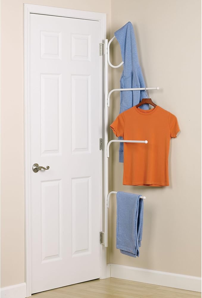 Household Essentials Hinge-It Clutterbuster Valet Family Towel Bar, White