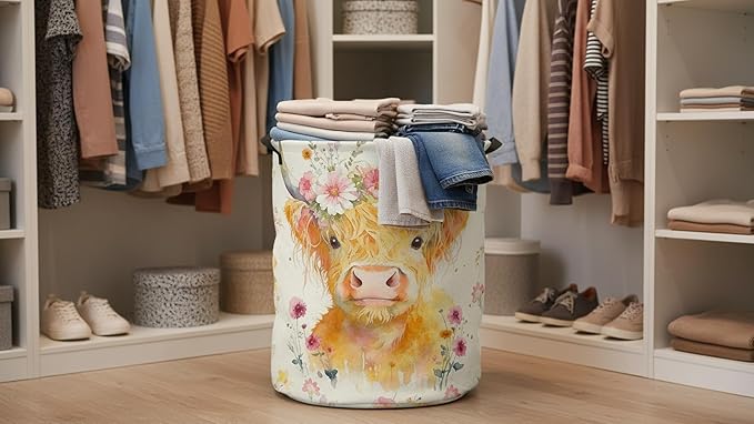 19.7" Laundry Basket,Dirty Clothes Hamper,Waterproof Storage Bin,Room Decor,Gift Baskets,Nursery Hamper(Yellow Calf)