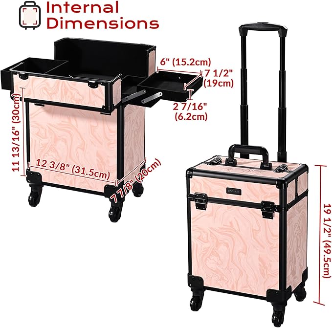 BYOOTIQUE Makeup Trolley on Wheels Esthetician Rolling Case Hair tool Travel Bag Lash Storage Barber Tool Box for Nail Bar Beauty Salon Cosmetologist Manicurist Hairstylist.CoyoteButtes Dusk