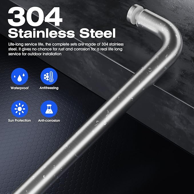 Ranbo Glass Shower Door Towel Bar 18 Inch Stainless Steel Sliding Shower Door Handle Replacement with Brushed Nickel Finish for Commercial and Residential Glass Doors