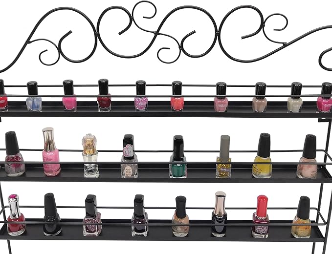 FixtureDisplays® Black Metal Nail Polish Mountable 5 Tier Organizer Display Rack Essential Oil Rack 16034-BLACK