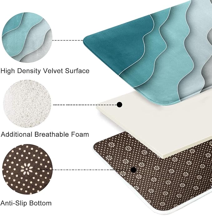 ArtSocket 3 Pcs Shower Curtain Set with Rugs, Abstract Summer Beach Bathroom Set with Non-Slip Rug Bath Mat and 12 Hooks 72x72 inches