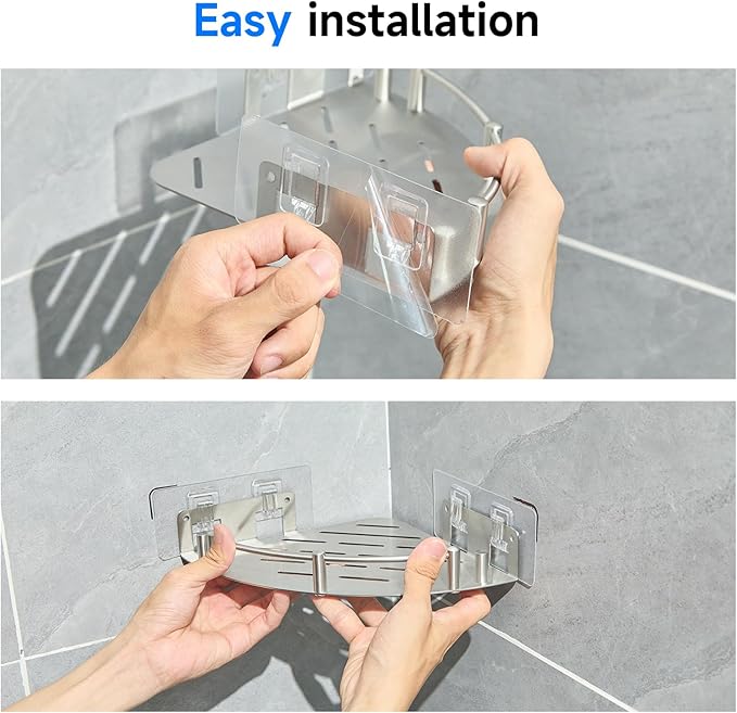 Shower Caddy Corner(1 Pack), 304 Stainless Steel,Integrated molding, High Weight Capacity,Wall mounted Bathroom Shelves with nail free adhesive, Suit for storage racks in bathrooms,Kitchens